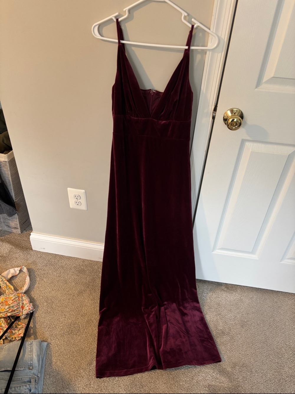 Lulu's Deep Burgundy Velvet Maxi Slip Dress